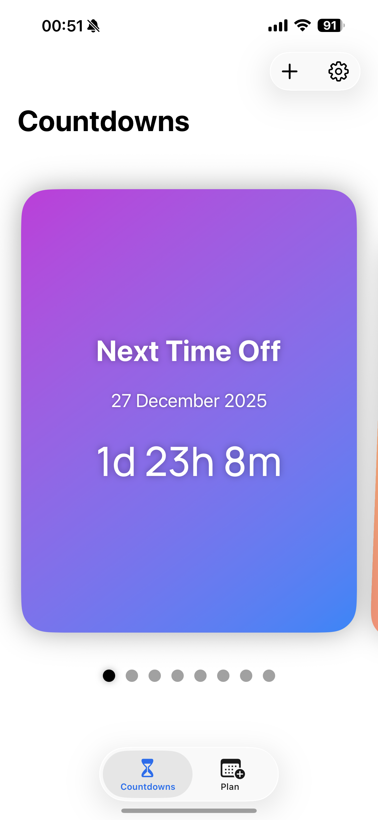 MyNextBreak main screen